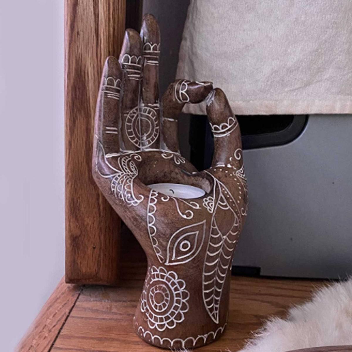 Candle Holder Mudra Hand