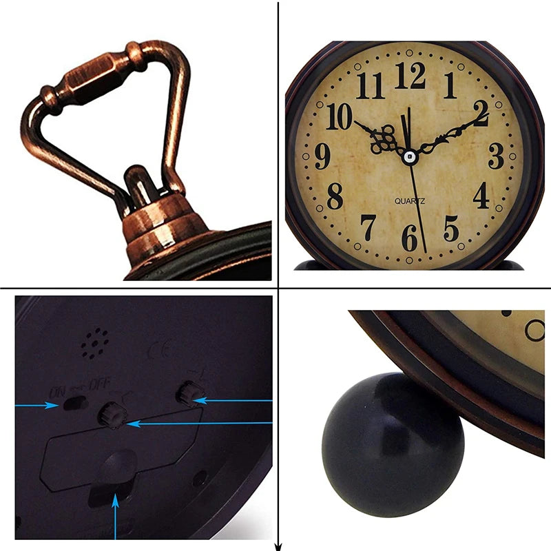 Classic Vintage-Style Metal Alarm Clock