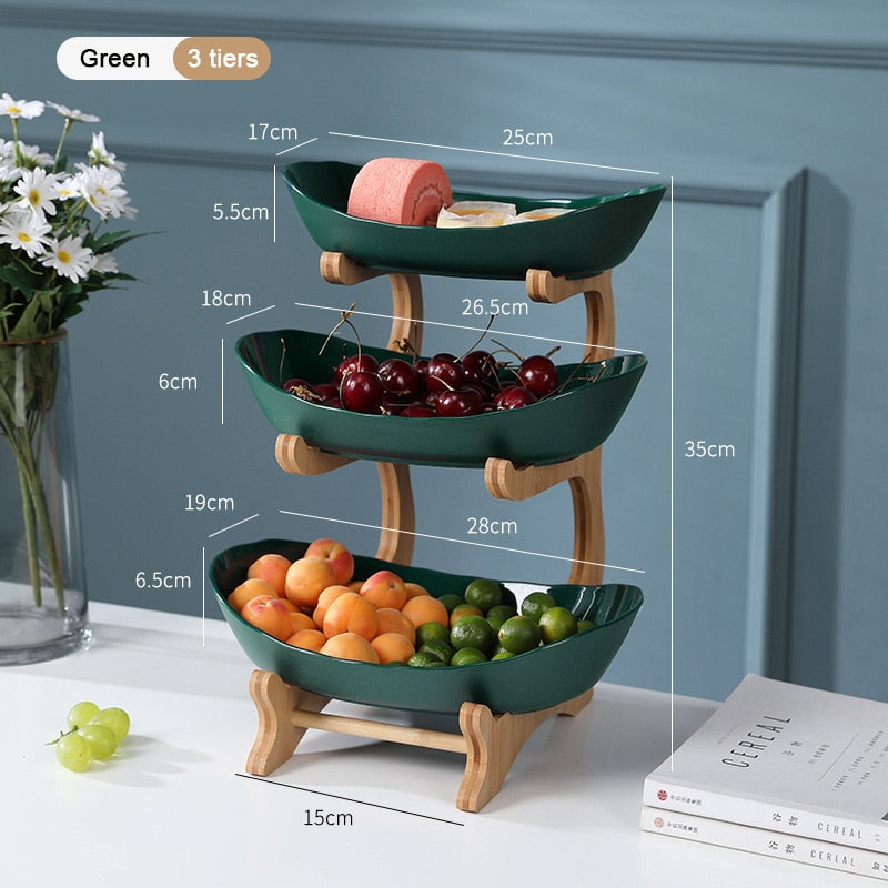 Fruit Plates with Wood Holder