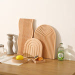 Ribbed Wood Serving Board Set