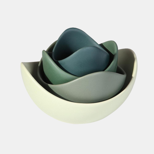 Ceramic Lotus-Designed Stackable Snack Tray Set