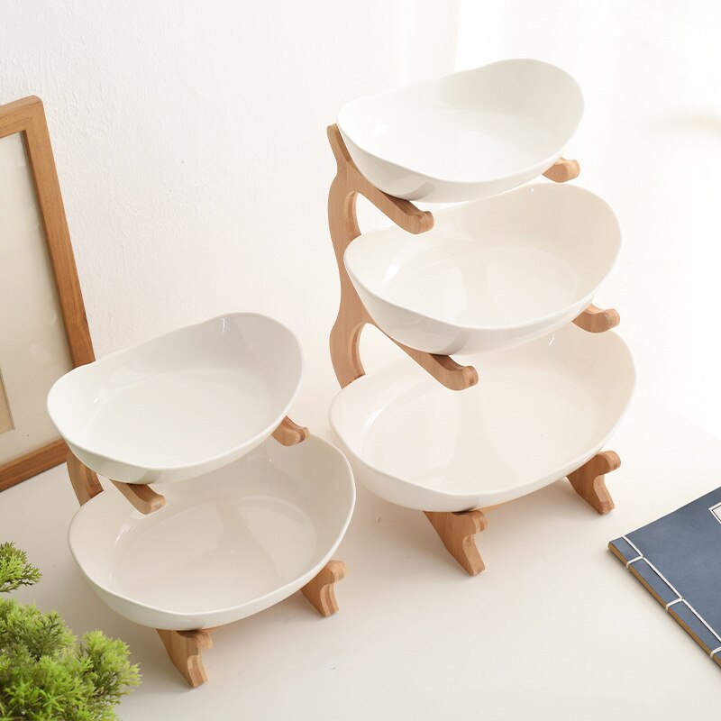 Fruit Plates with Wood Holder