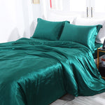 Mulberry Silk Bedding Set with Duvet Cover Fitted/Flat Bed Sheet Pillowcase Luxury Satin Bedsheet Solid Color King Queen Twin