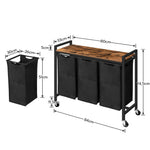 Laundry Hamper with Shelf and Wheels