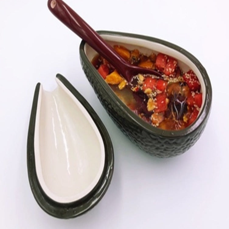 Avocado Ceramic Bowl With Spoon
