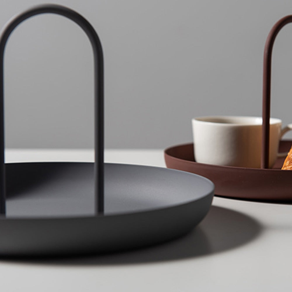 Round Storage Tray with Handle