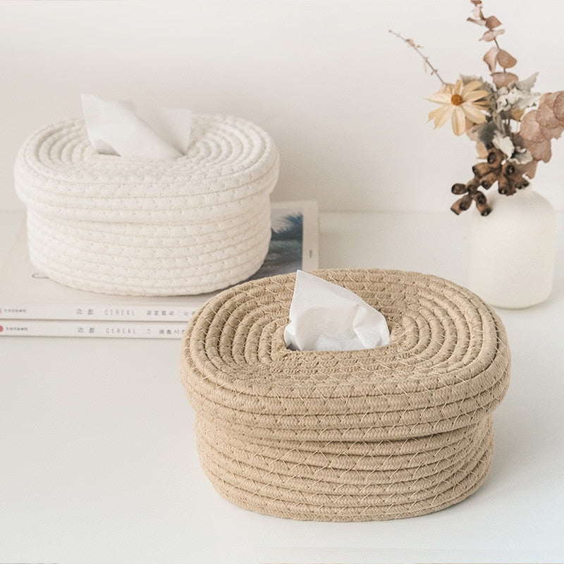 Cotton Rope Woven Tissue Box