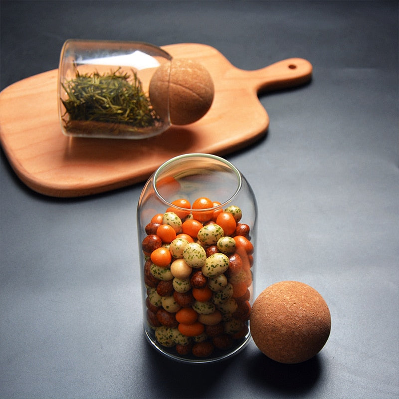 Cork Stopper Borosilicate Glass Jar