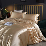 Mulberry Silk Bedding Set with Duvet Cover Fitted/Flat Bed Sheet Pillowcase Luxury Satin Bedsheet Solid Color King Queen Twin