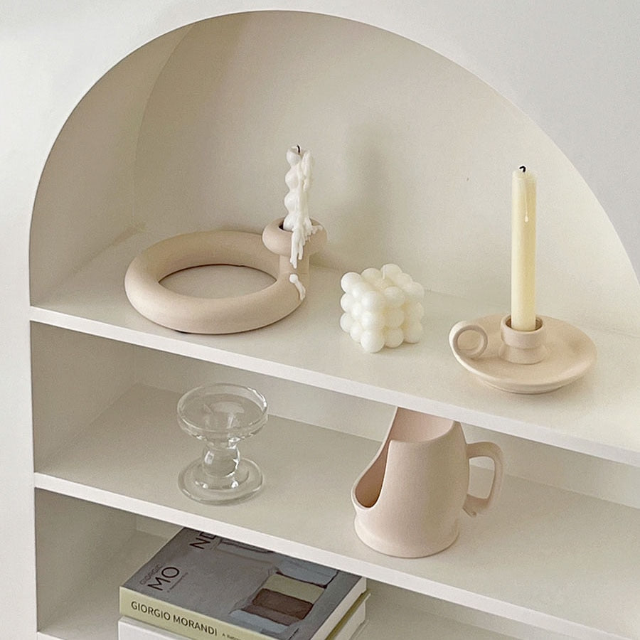 Ceramic Candlestick Holder with Handle