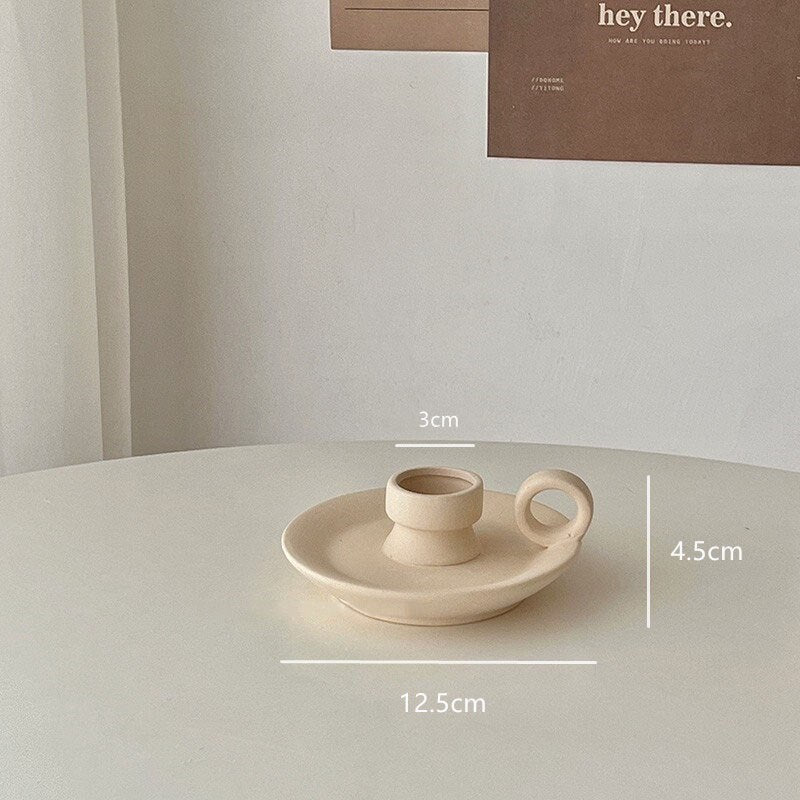 Ceramic Candlestick Holder with Handle