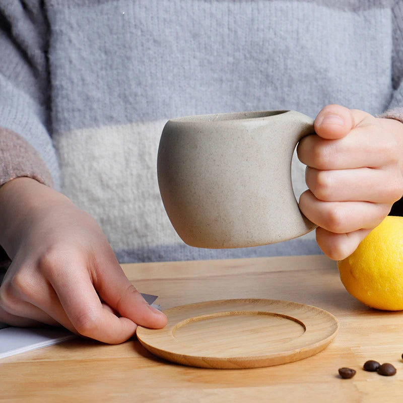 Ceramic Mug and Wooden Coaster set