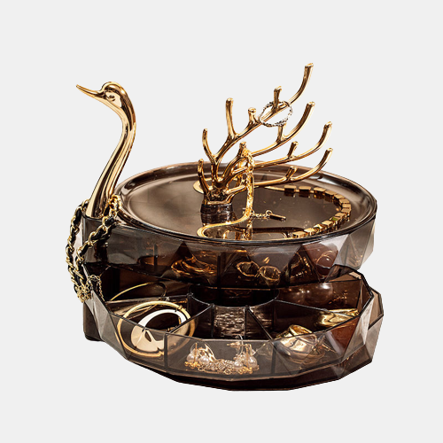 Swan Elegance: 3-Layer Luxury Jewelry Organizer Box
