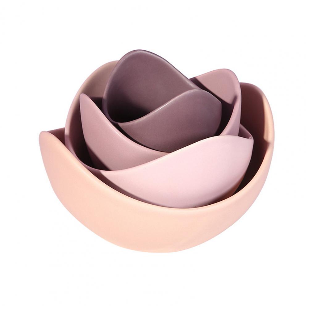 Ceramic Lotus-Designed Stackable Snack Tray Set