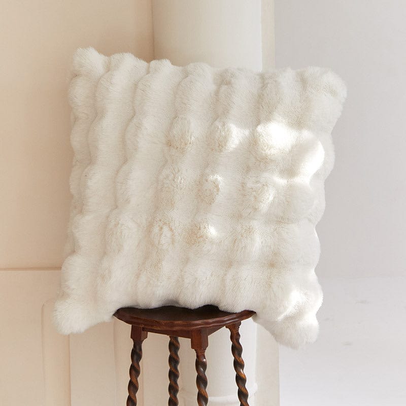 White Faux Fur Blanket and Pillow Set