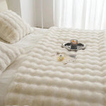 White Faux Fur Blanket and Pillow Set