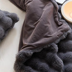 Black Faux Fur Blanket and Pillow Set