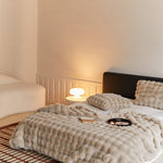 Beige Faux Fur Blanket and Pillow Set