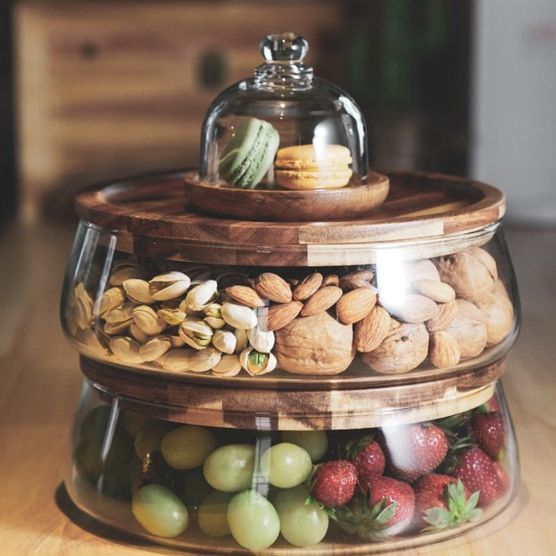 Glass Storage Containers with Wooden Lid