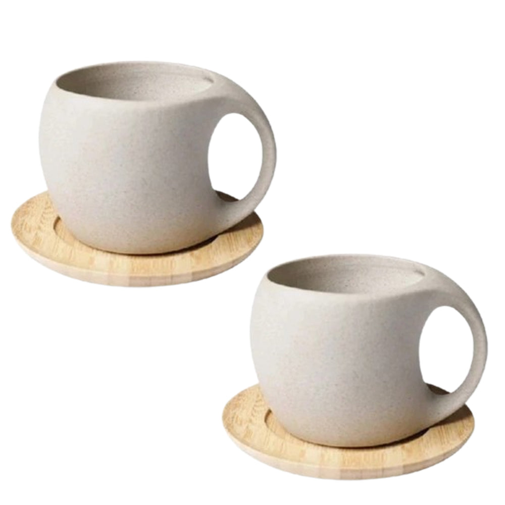 Ceramic Mug and Wooden Coaster set