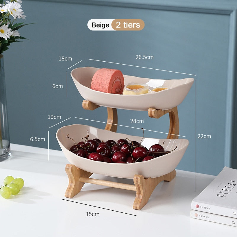 Fruit Plates with Wood Holder