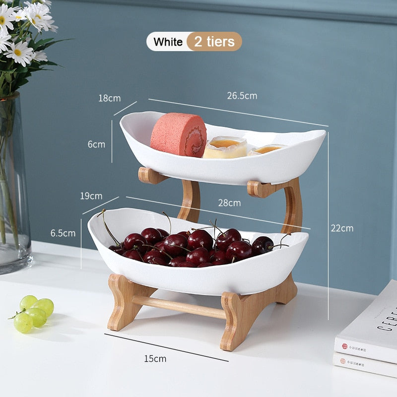 Fruit Plates with Wood Holder