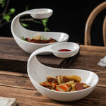 Ceramic French Fries Plate with Sauce Dip