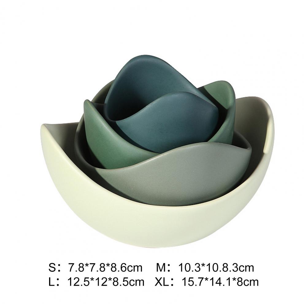 Ceramic Lotus-Designed Stackable Snack Tray Set