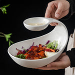 Ceramic French Fries Plate with Sauce Dip