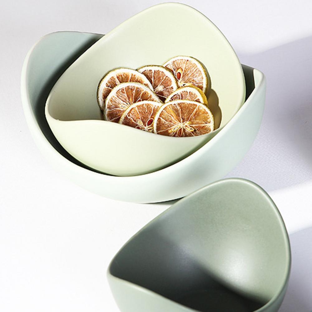 Ceramic Lotus-Designed Stackable Snack Tray Set