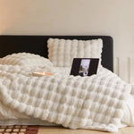 White Faux Fur Blanket and Pillow Set