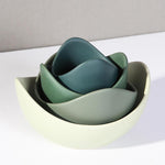 Ceramic Lotus-Designed Stackable Snack Tray Set