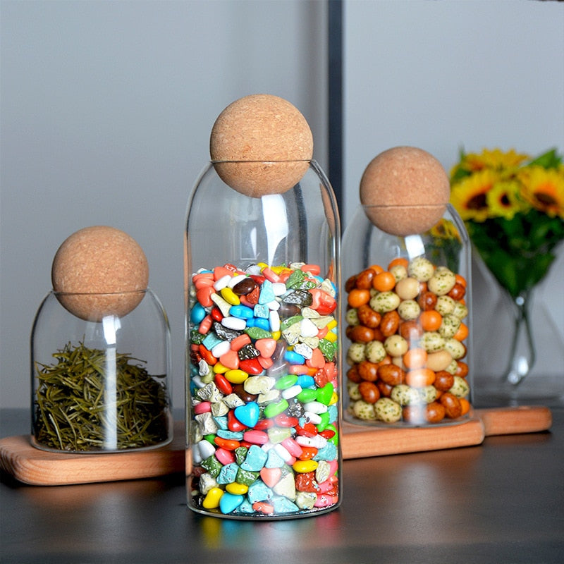 Cork Stopper Borosilicate Glass Jar