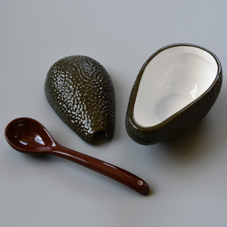 Avocado Ceramic Bowl With Spoon