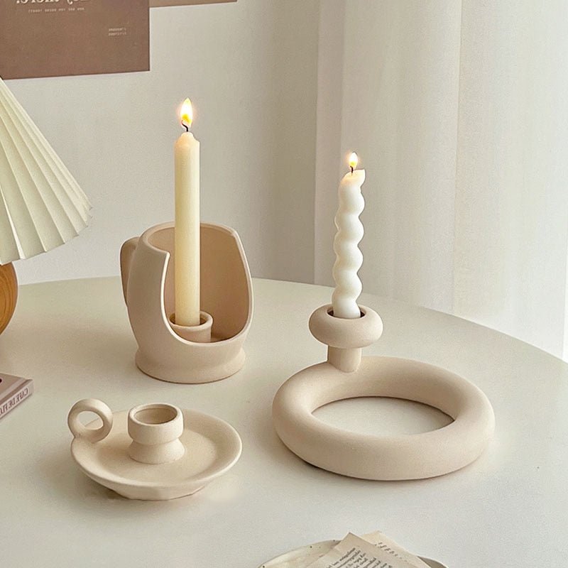 Ceramic Candlestick Holder with Handle
