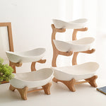 Fruit Plates with Wood Holder